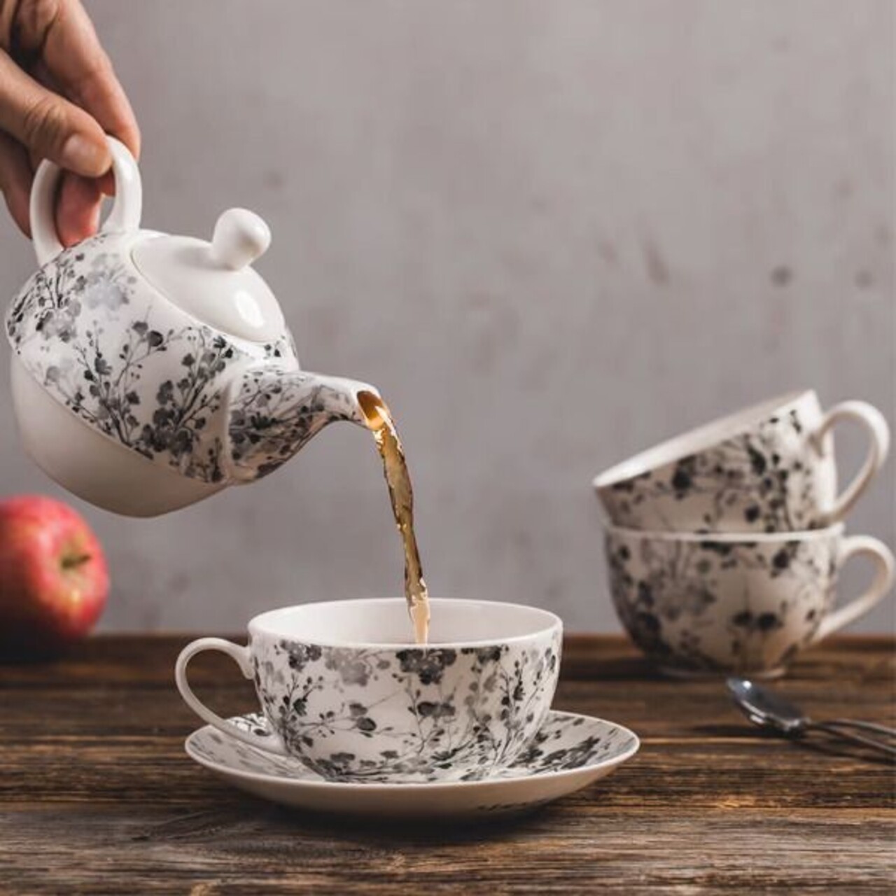 Set cafea 12 piese Black Nature, Ambition, 220 ml, portelan, negru - imagine 5